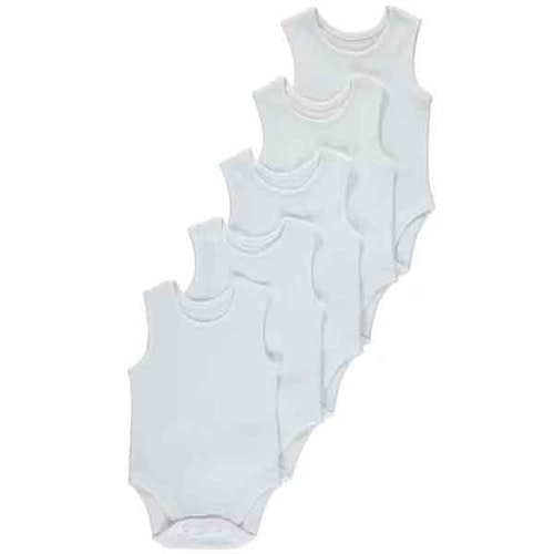 White Sleeveless Bodysuit 5 Pack