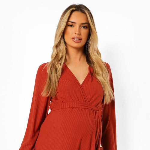 Maternity Soft Rib Nursing Wrap Top