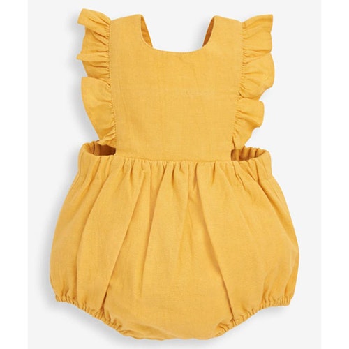 Yellow linen baby romper