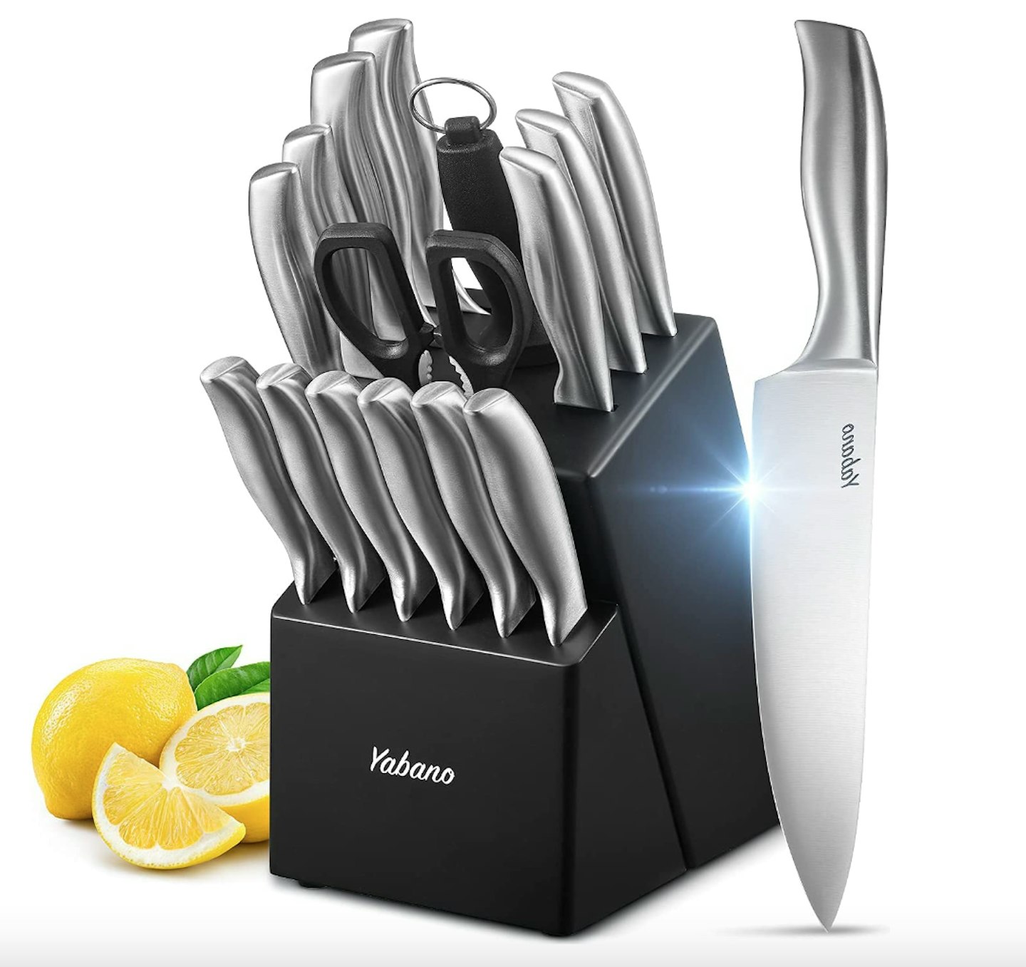 16 PieceYabano Kitchen Knifes Set with Block Wooden