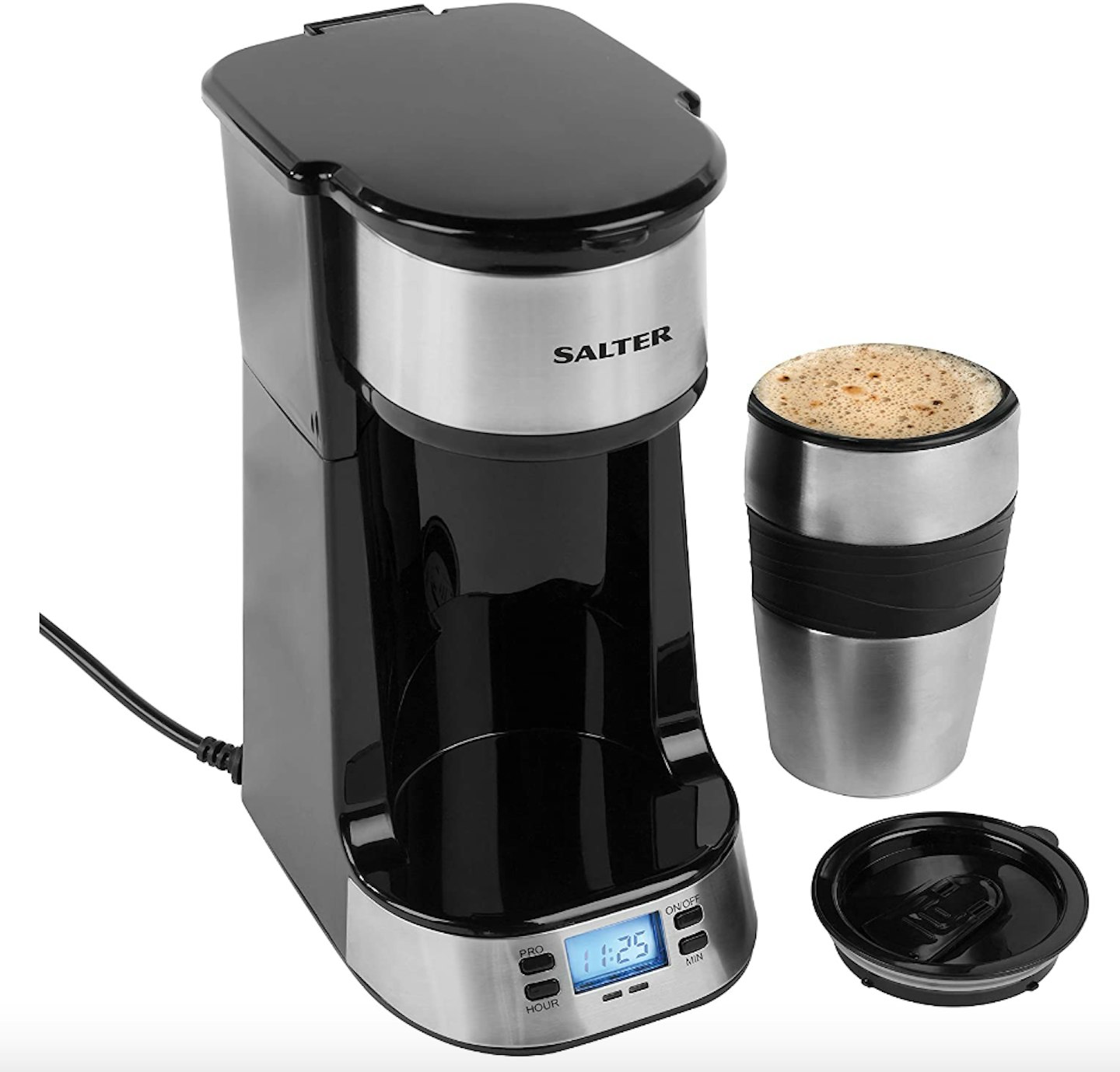 Salter EK2732 Digital Coffee Maker to Go With 420 ml Stainless Steel Travel Mug