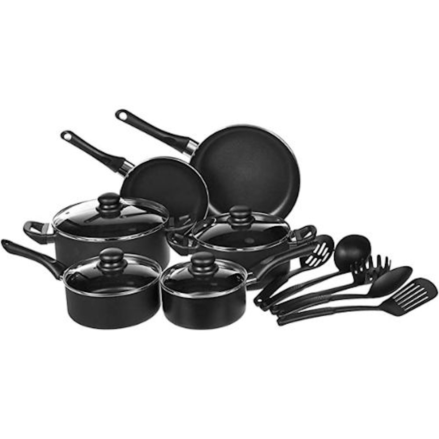 Amazon Basics, Non-Stick Cookware Set, Aluminium (15-Piece)