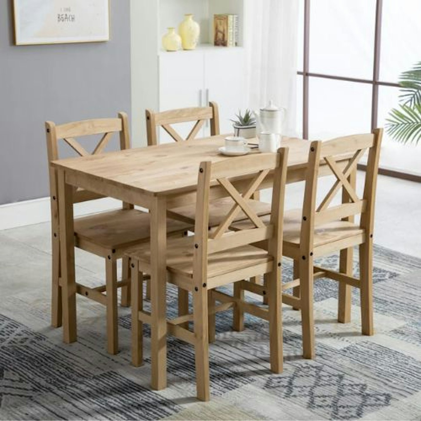Danny 4 - Person Pine Solid Wood Dining Set