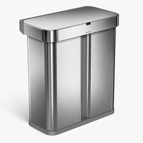 The Best Sensor Bins For Hands Free Disposal   Simplehuman Dual Rectangular Sensor Bin With Voice Control 