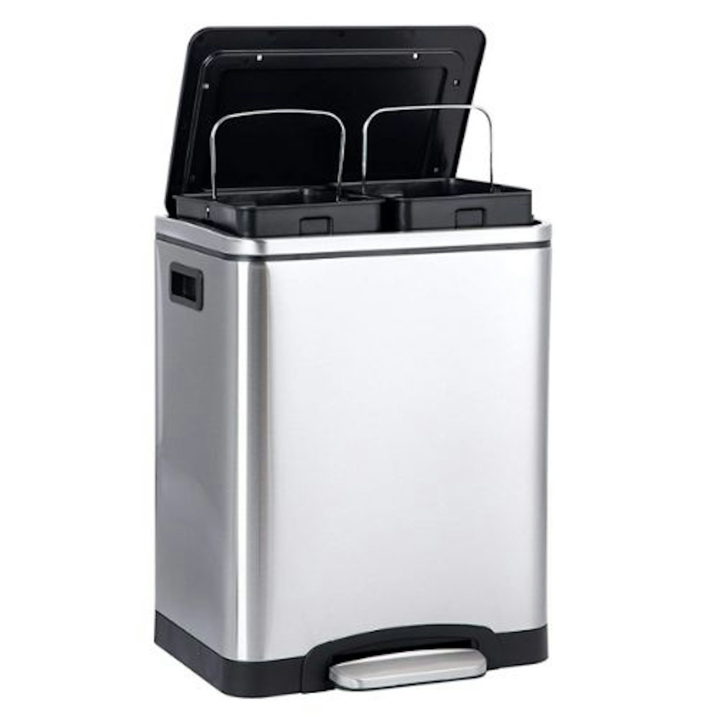 Amazon Basics 2x15L Dual Compartment Dustbin with Steel Bar Pedal