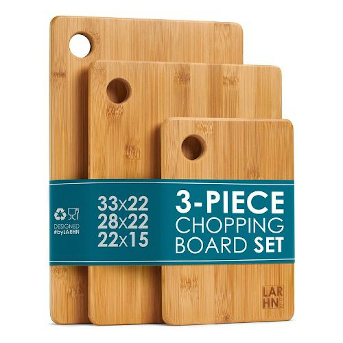 LARHN Premium Bamboo Wooden Chopping Boards (Set of 3)