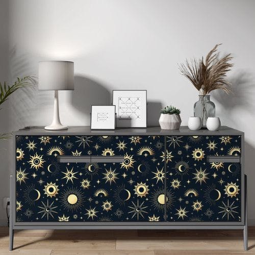 Best Vinyl Kitchen Wrap UK 2023   Best Kitchen Vinyl Wrap Etsy Moon Stars 