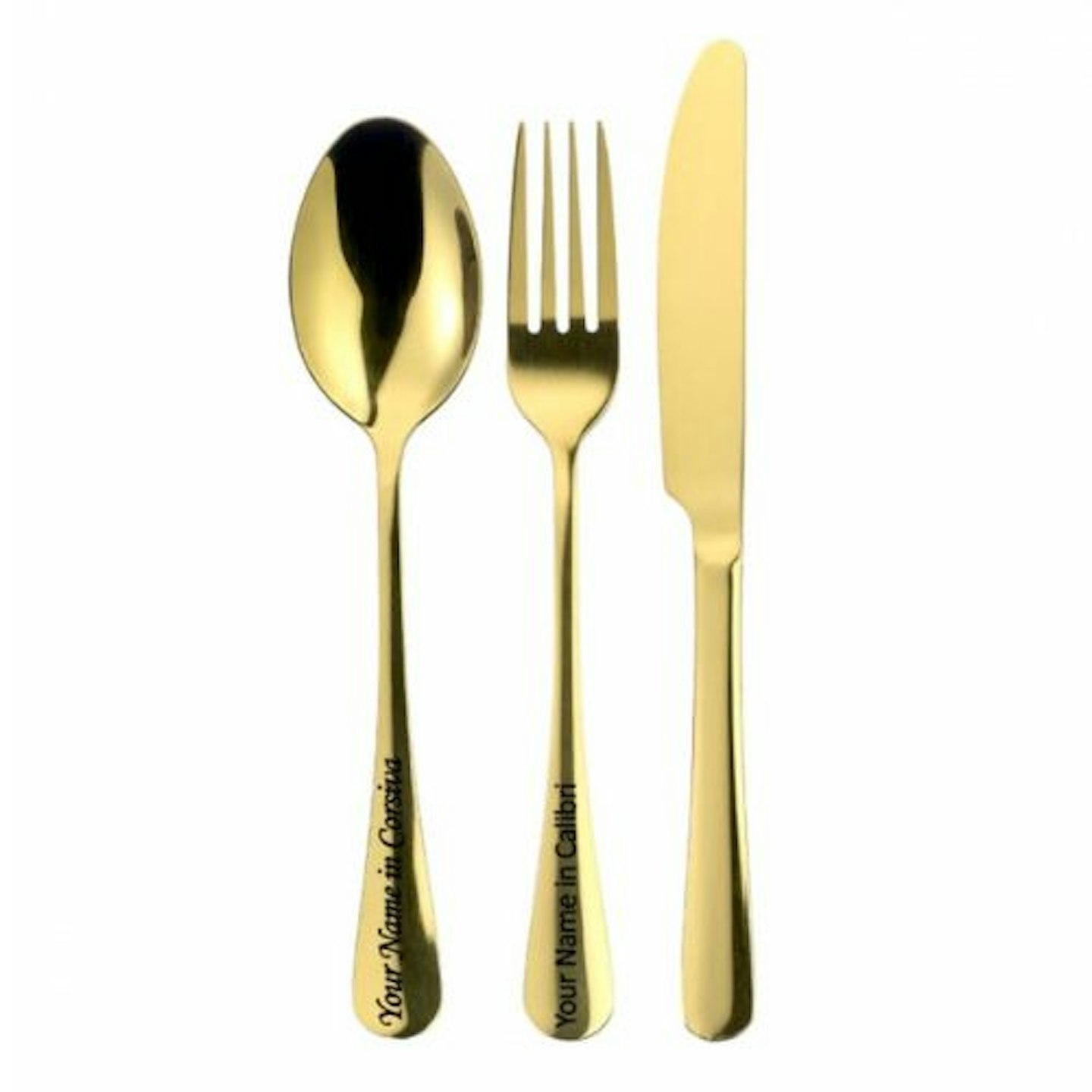 Personalised Gold Cutlery Set with free engraving