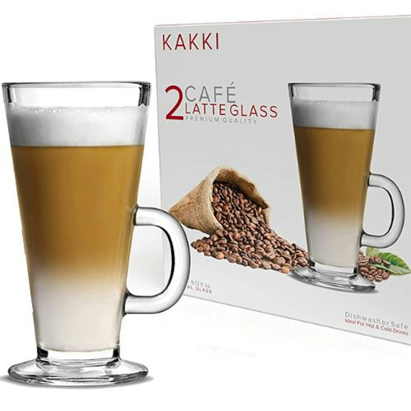 Latte Glasses Coffee Cups, Set of 2