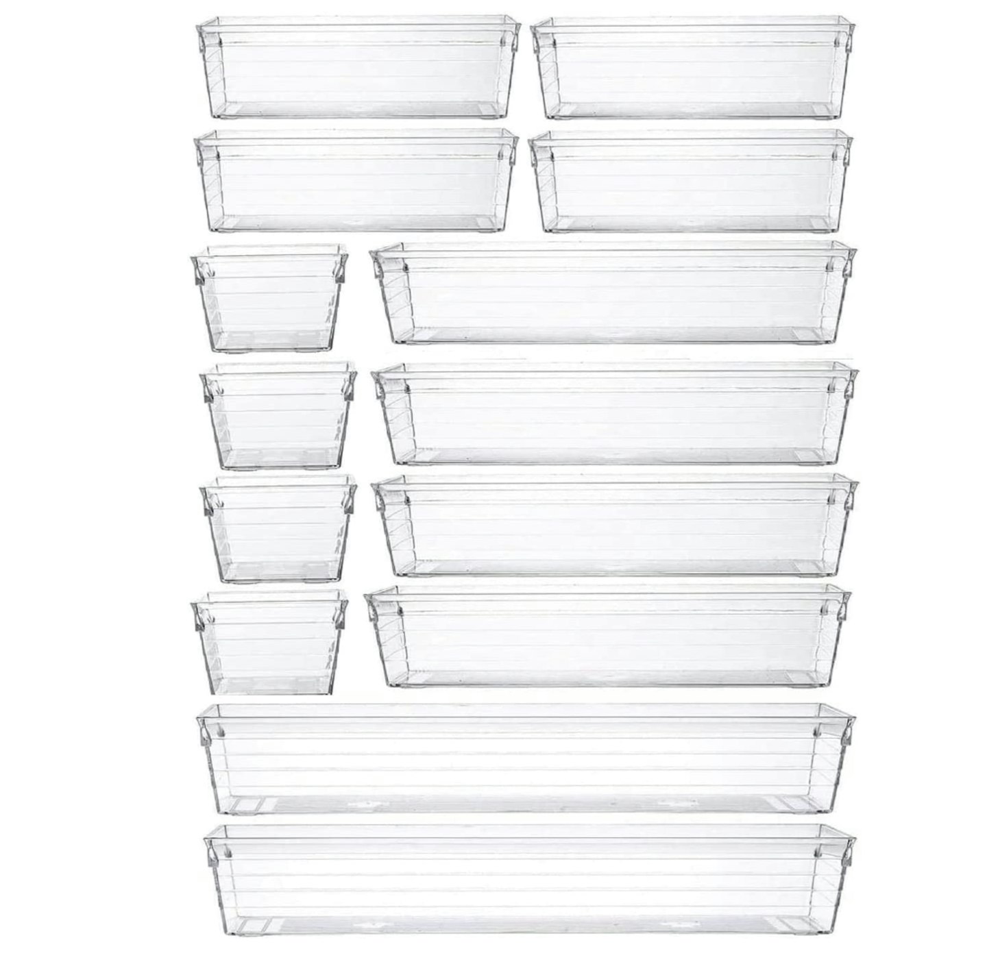 Grace Store 14 PCS Clear Plastic Drawer Organizer Tray 