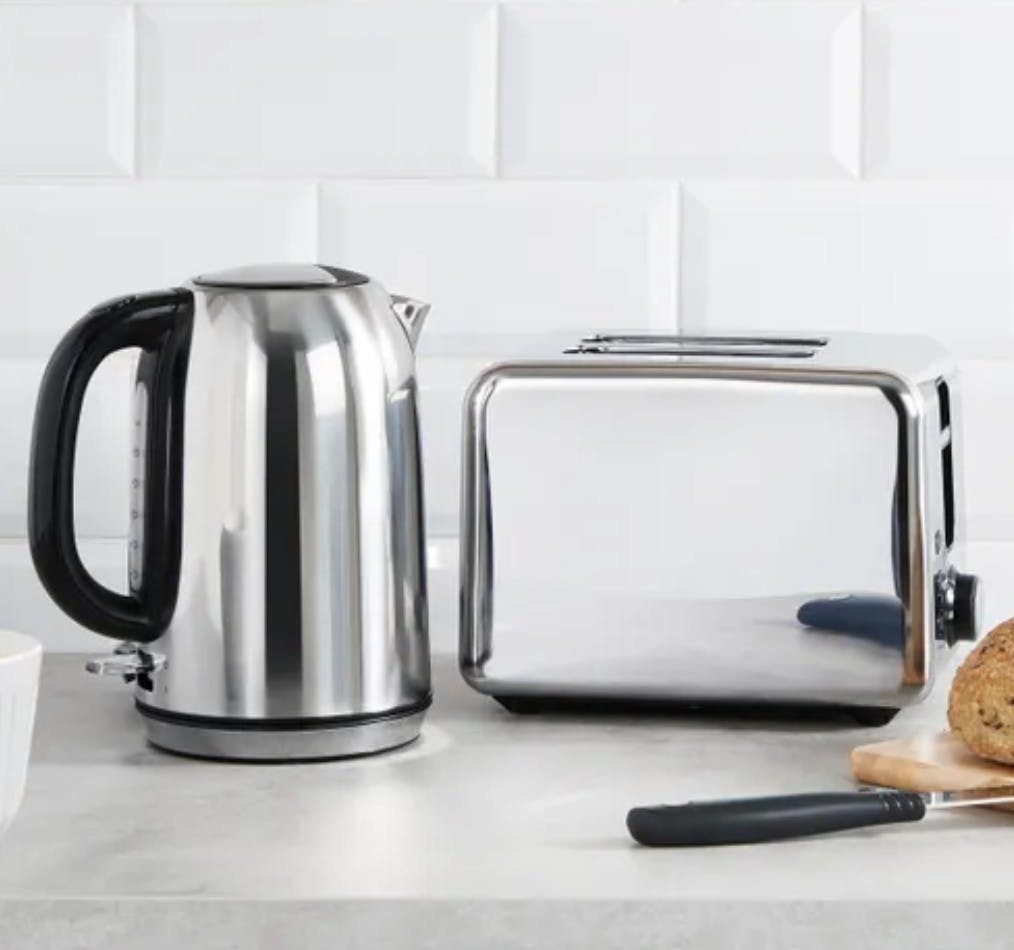 Brushed steel hotsell kettle and toaster