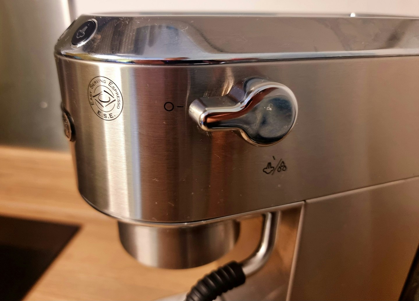 Close up of steam knob control Delonghi Dedica Arte Espresso Maker