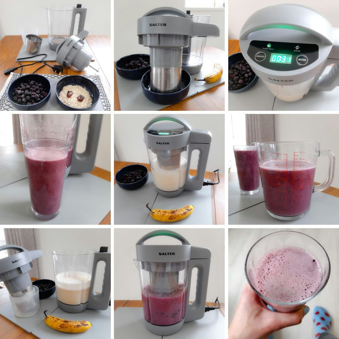 Making blueberry smoothie with the Salter Plant M!lk Maker