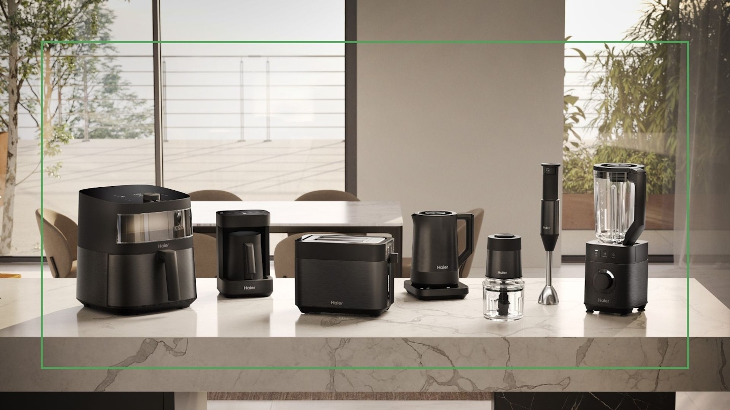 The Haier small appliance line up in a modern kitchen
