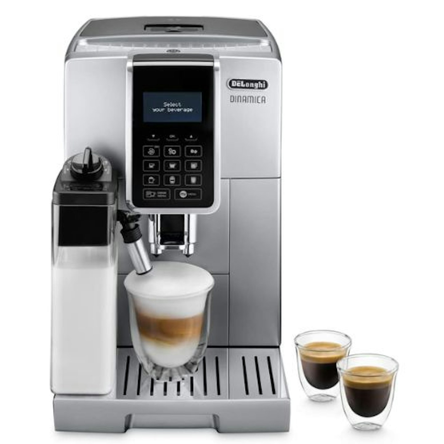 De'Longhi Dinamica, Fully Automatic Bean to Cup Coffee Machine, Cappuccino, Espresso Coffee Maker, ECAM 350.75.S, Silver