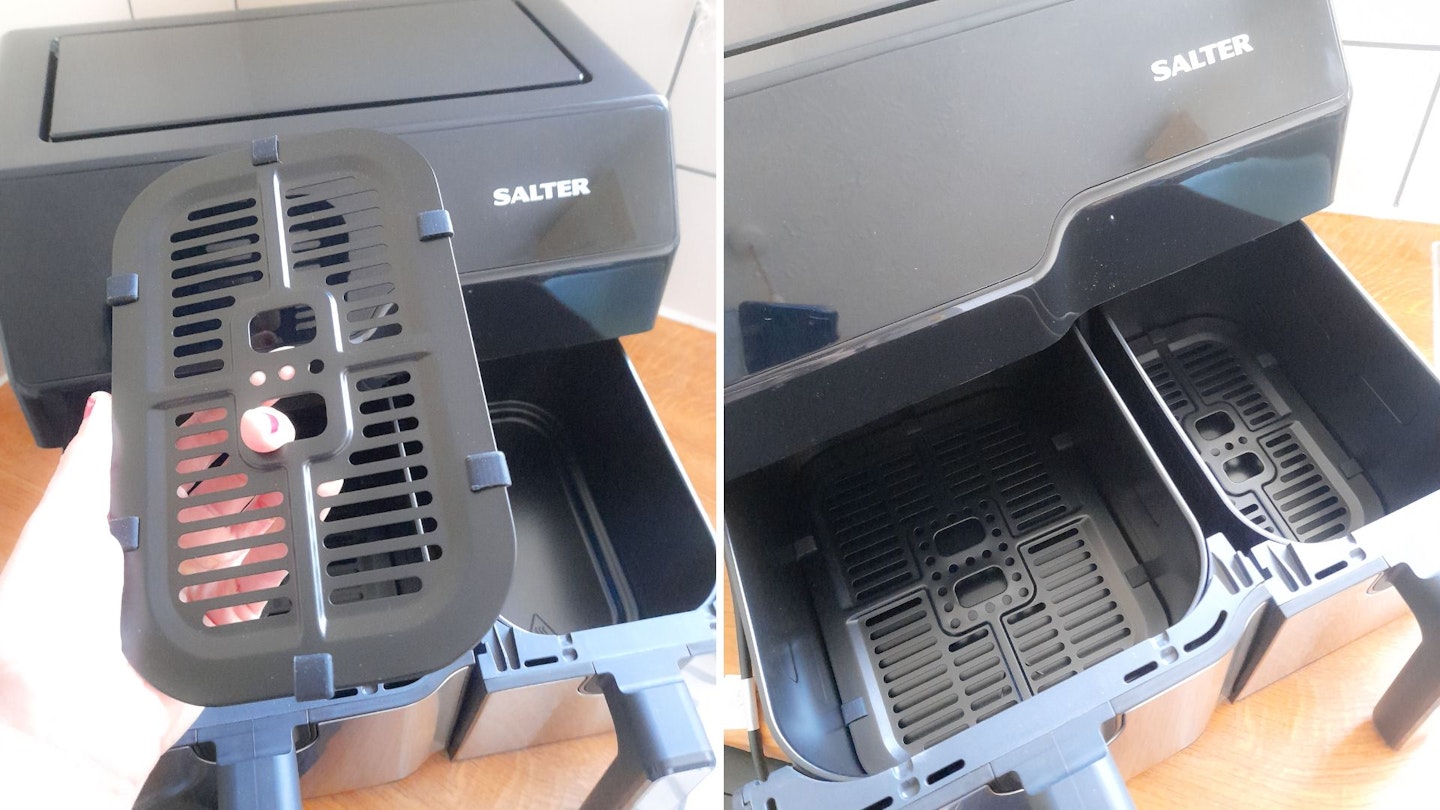 Removable racks in the Salter Dual Sector Air Fryer