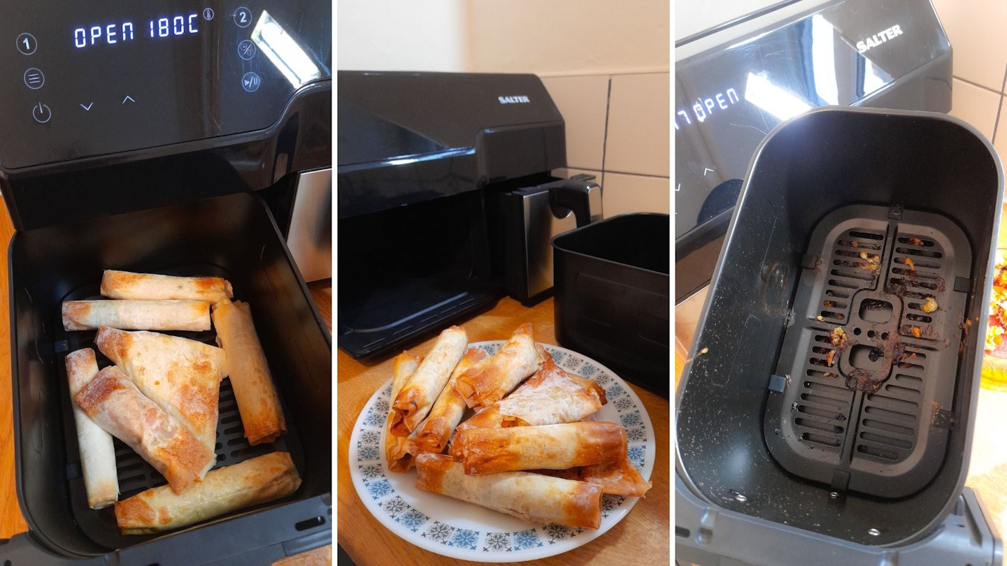 Cleaning the air fryer rack after cooking party food