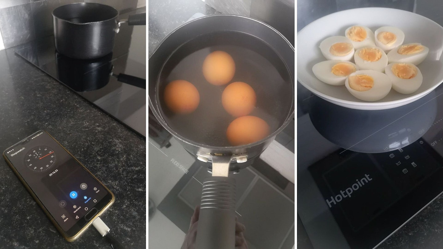 Boiling eggs on a Hotpoint induction hob