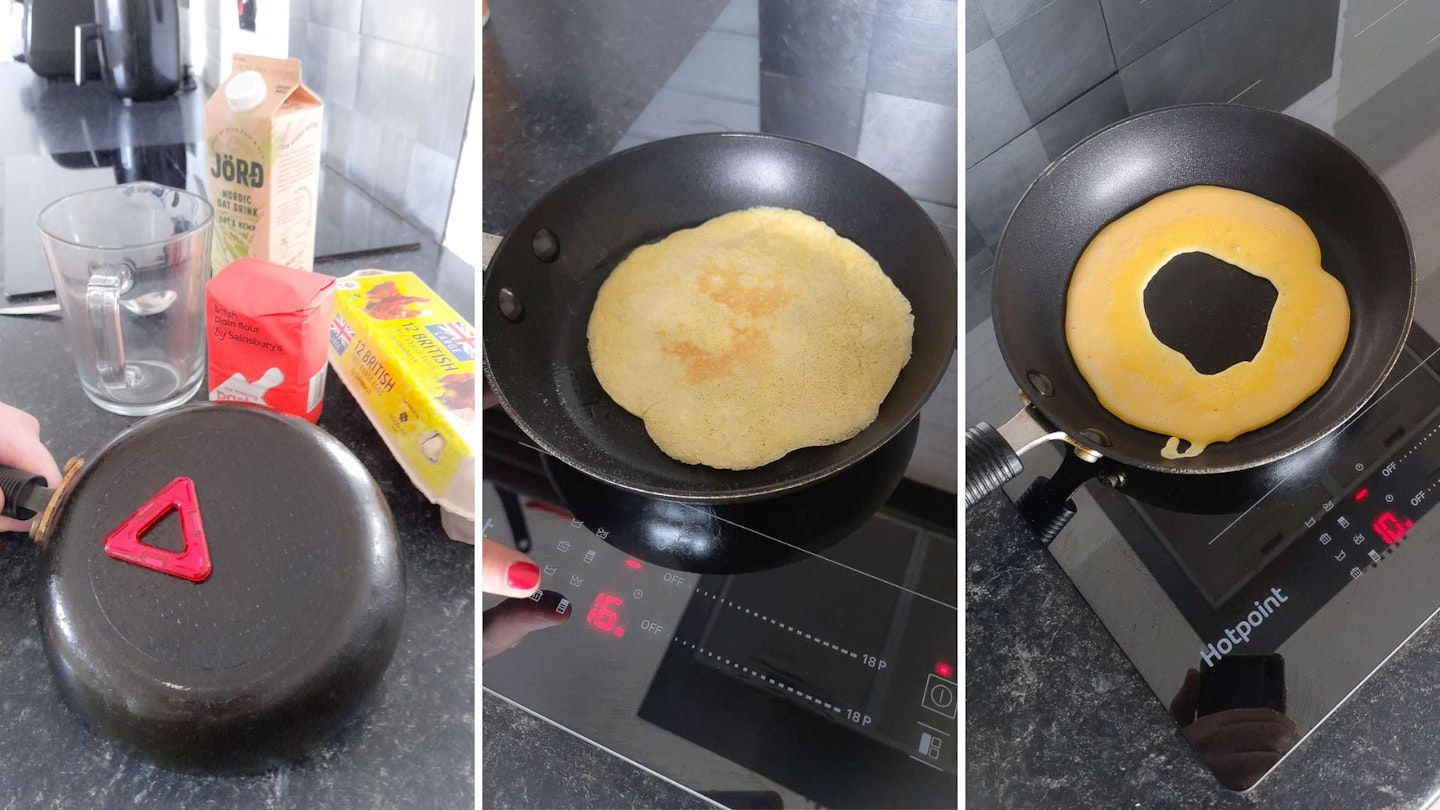 Making pancakes on the Hotpoint induction hob