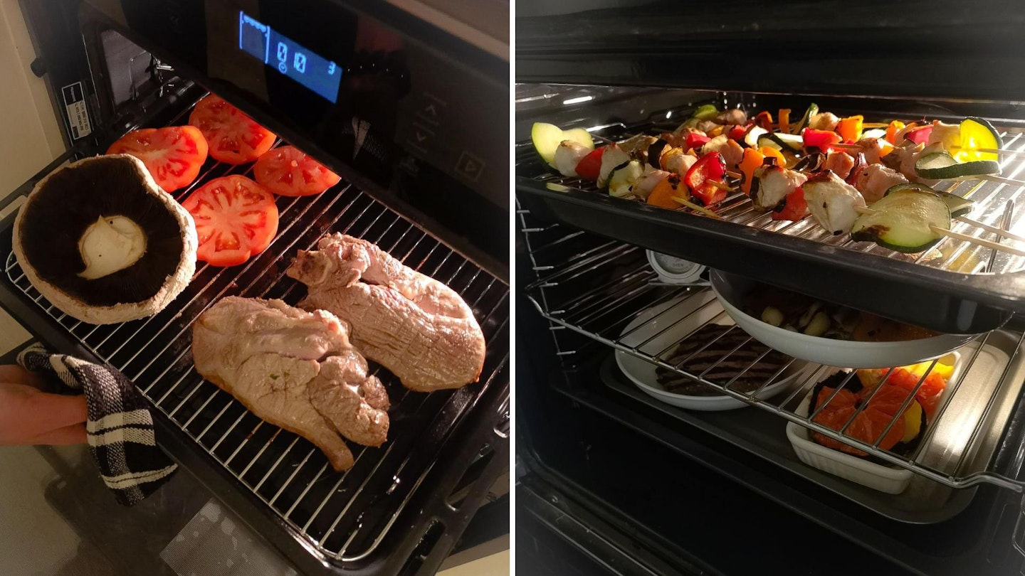 Grilling and keeping food warm in the Hotpoint oven
