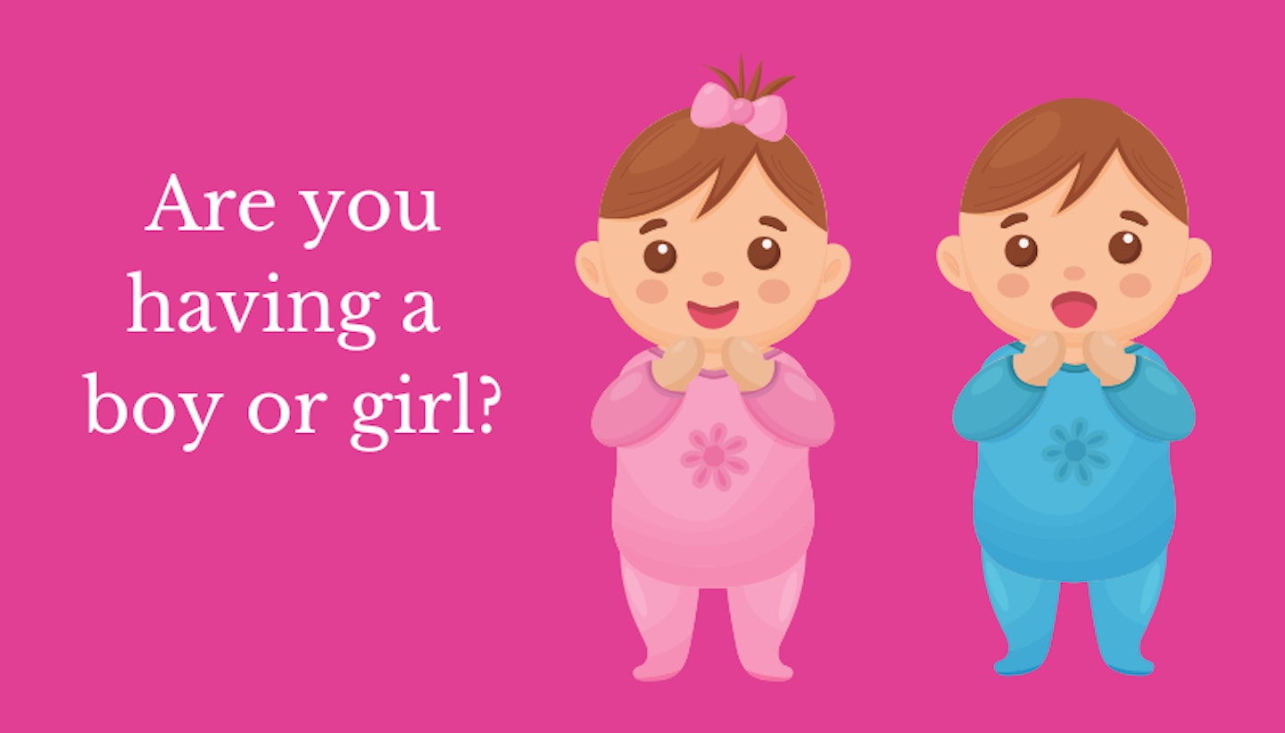 graphic of baby boy and girl on pink background