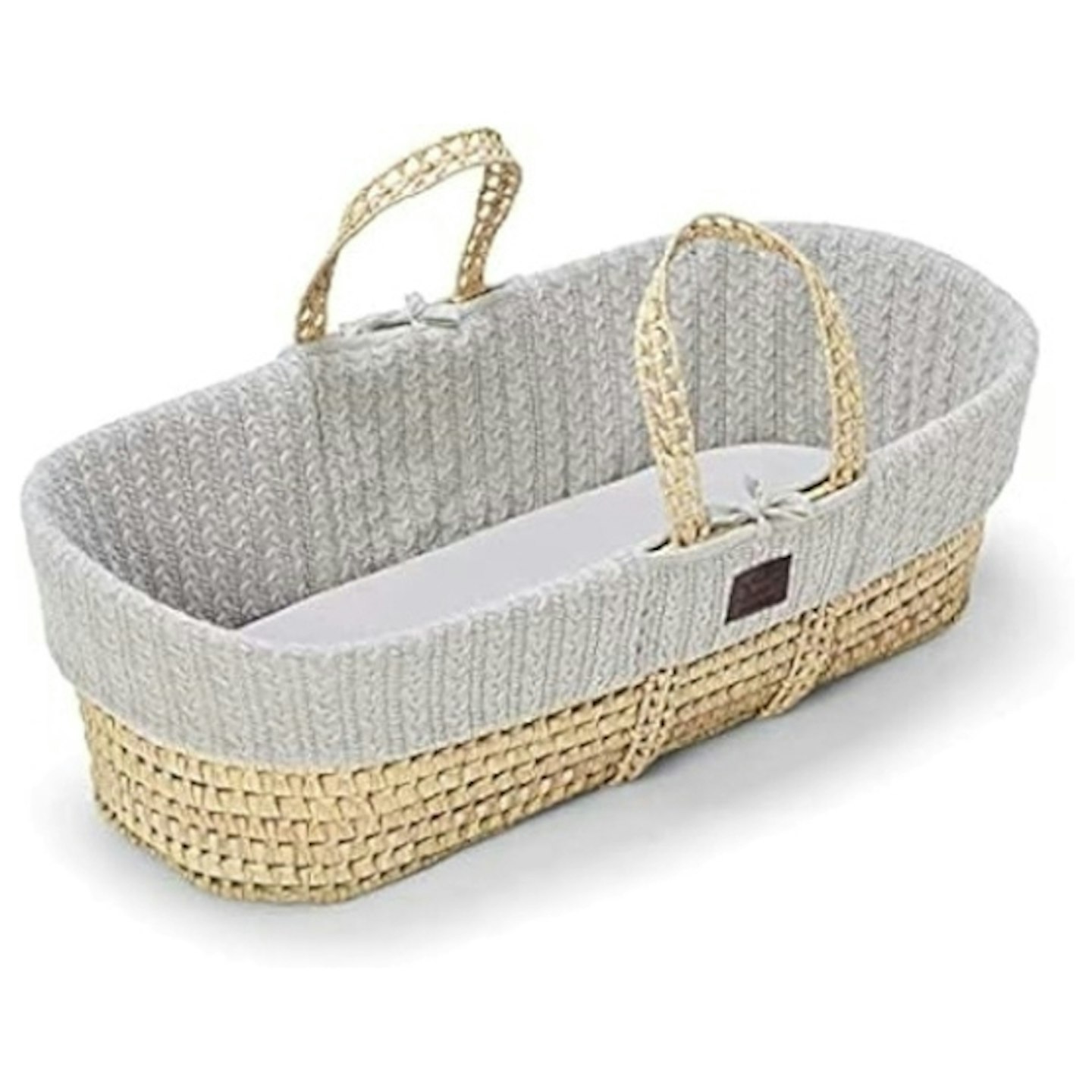 The Little Green Sheep Natural Knitted Moses Basket & Mattress in Dove 