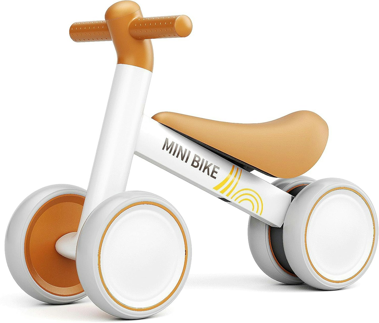 a brown and white Balance-Bike-for-1-Year-Old on a white background