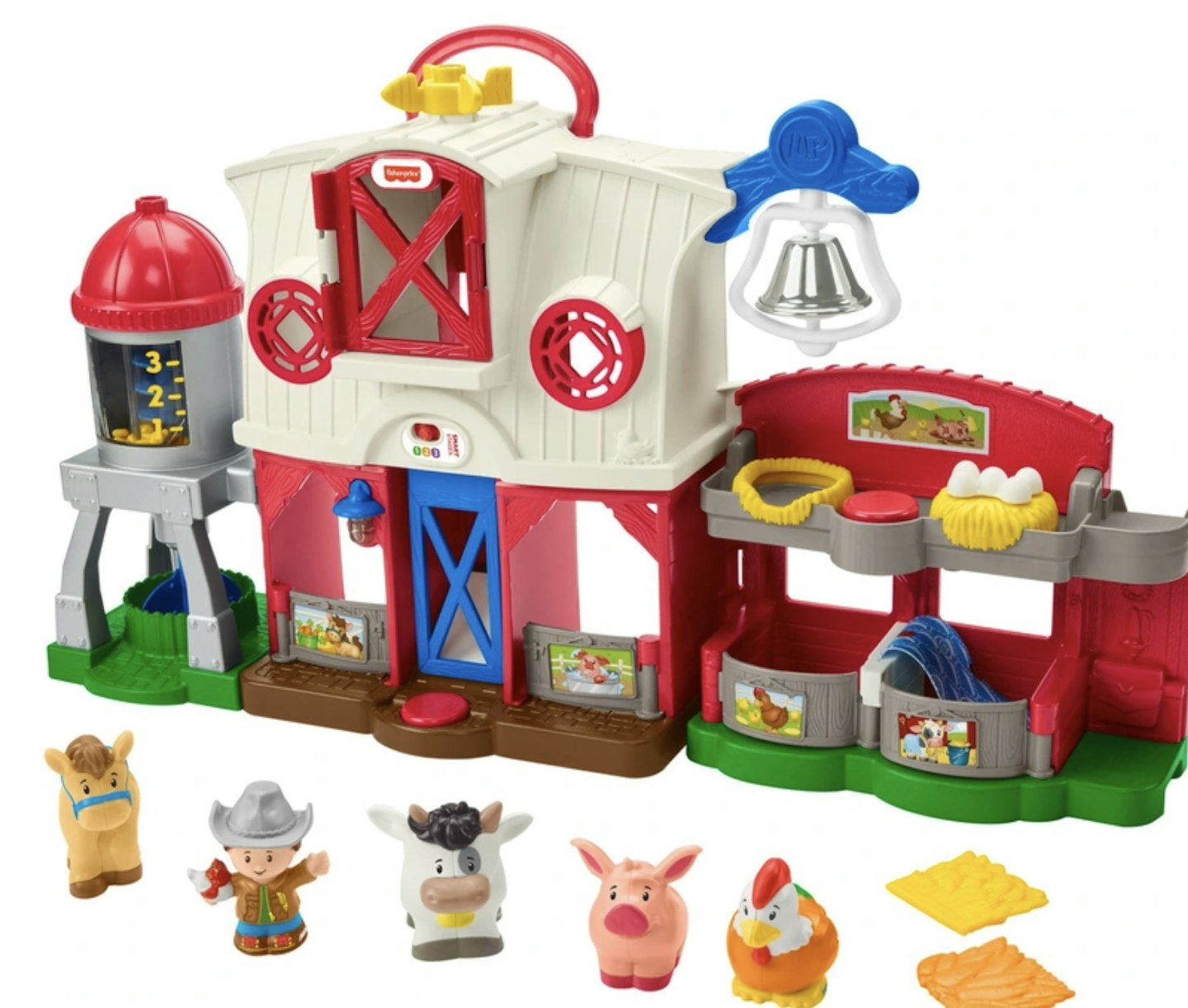 A farm play set on a white background