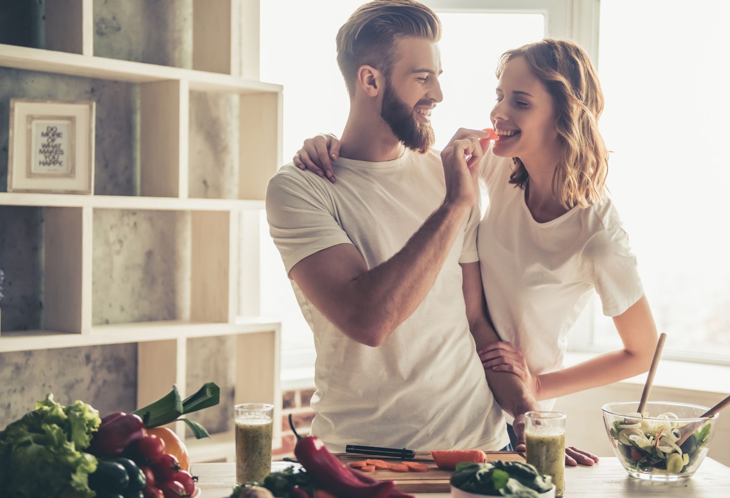 Couple cooking together