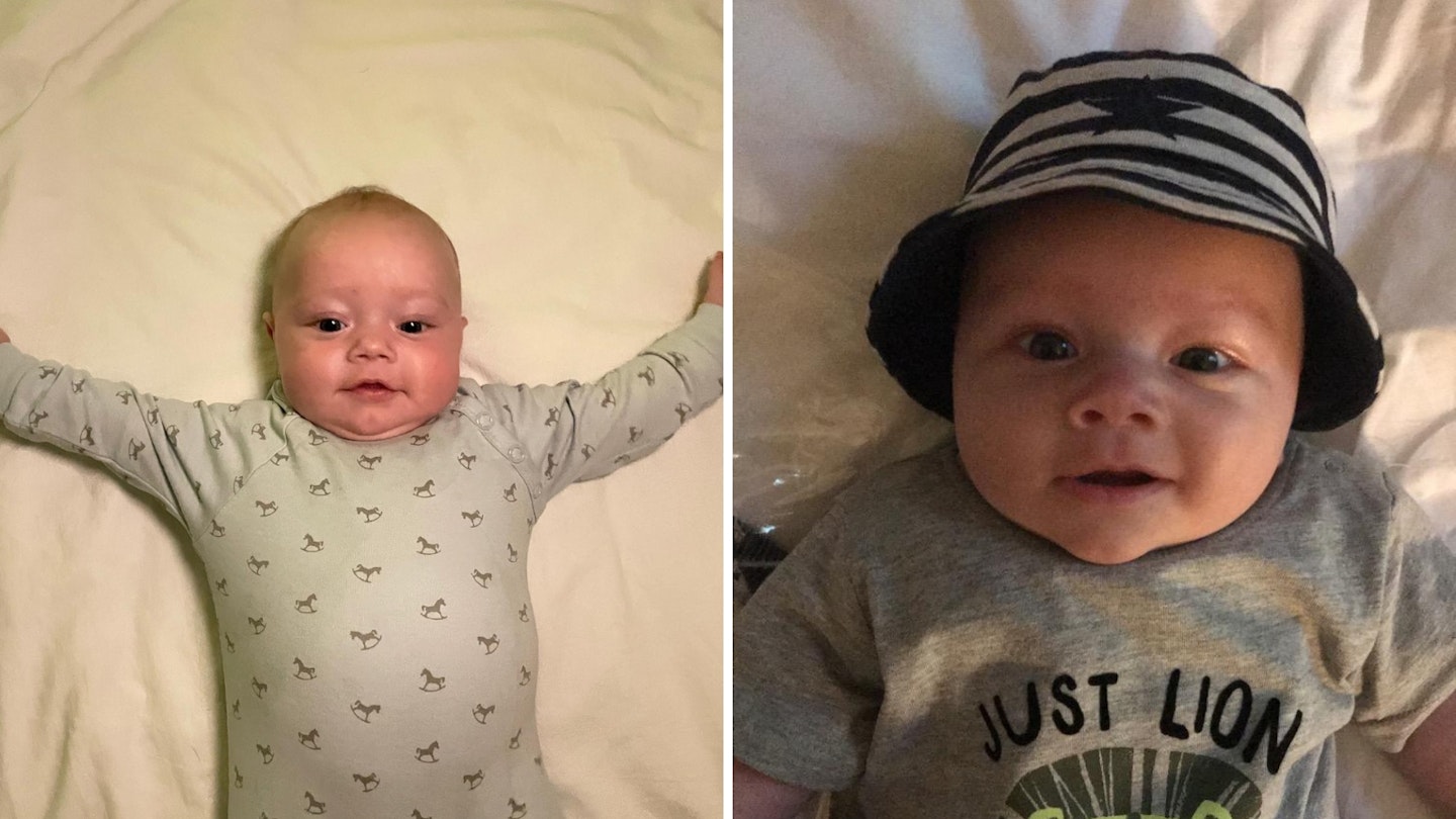 Two six week babies showing the early stages of smiles.
