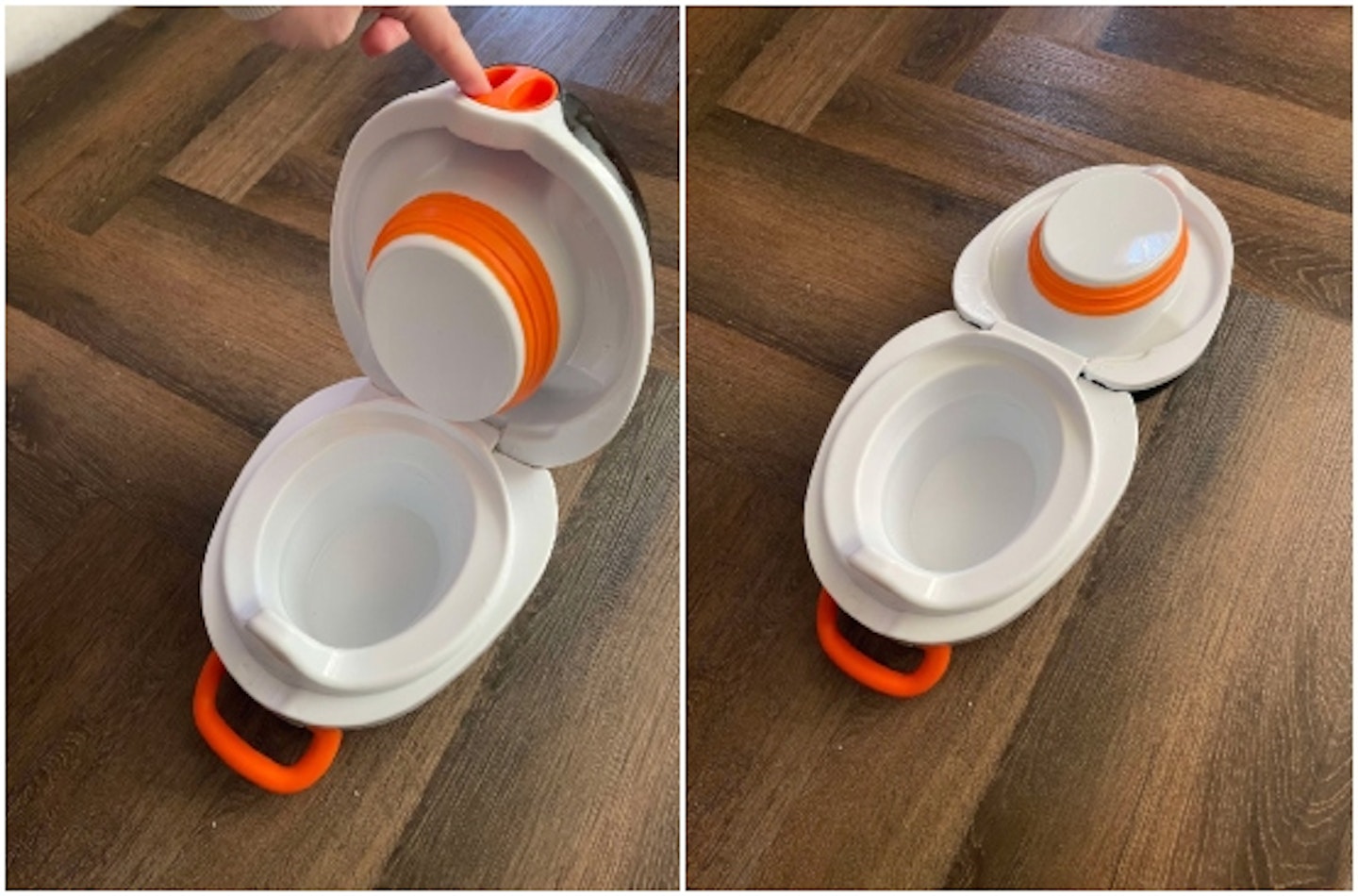 Images showing carry pott open