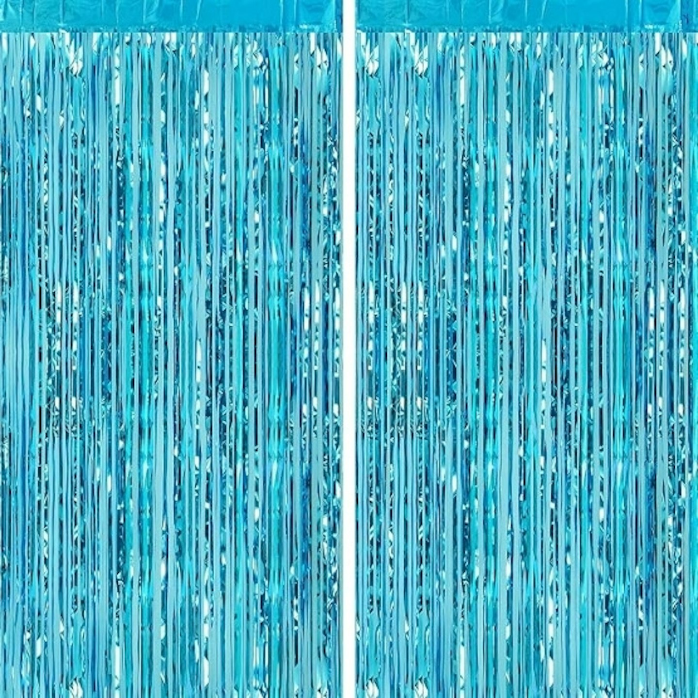 CHRORINE Light Blue Metallic Tinsel Curtain