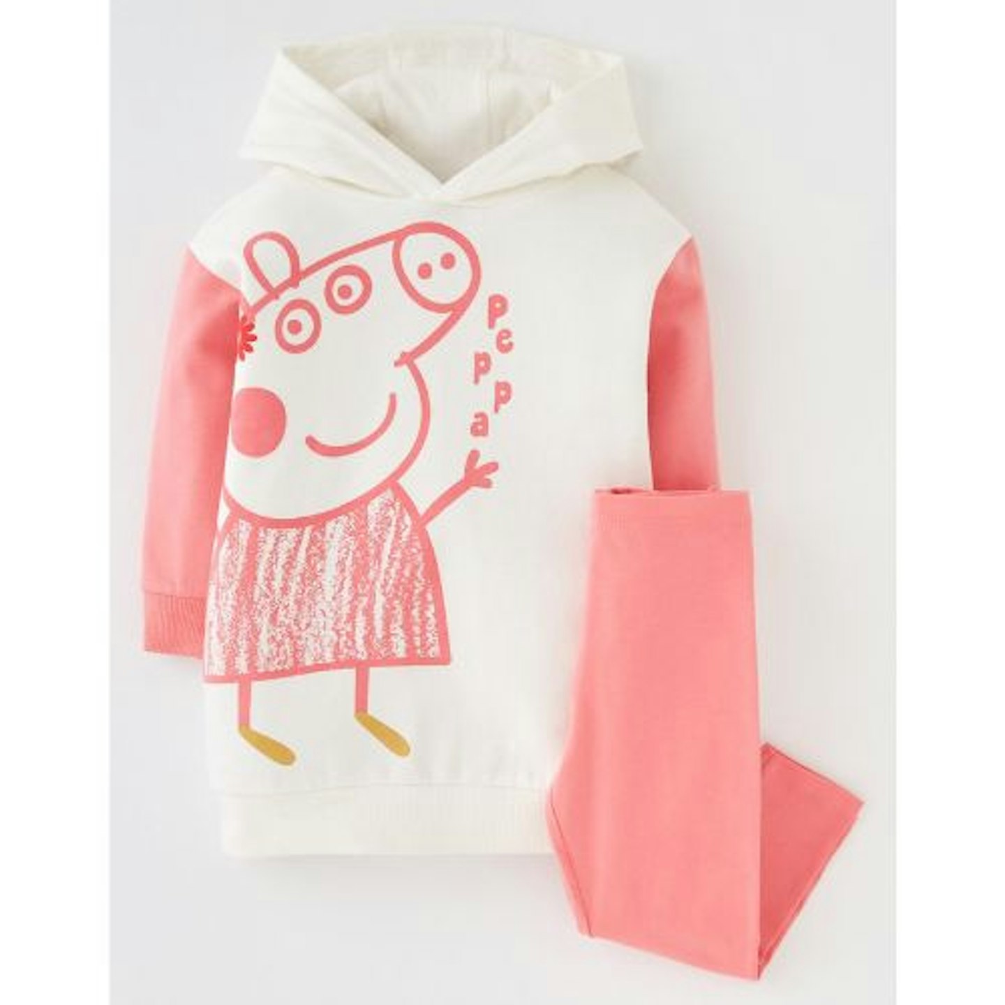 Girls Peppa Pig 2 Piece Hoodie Dress And Legging Set