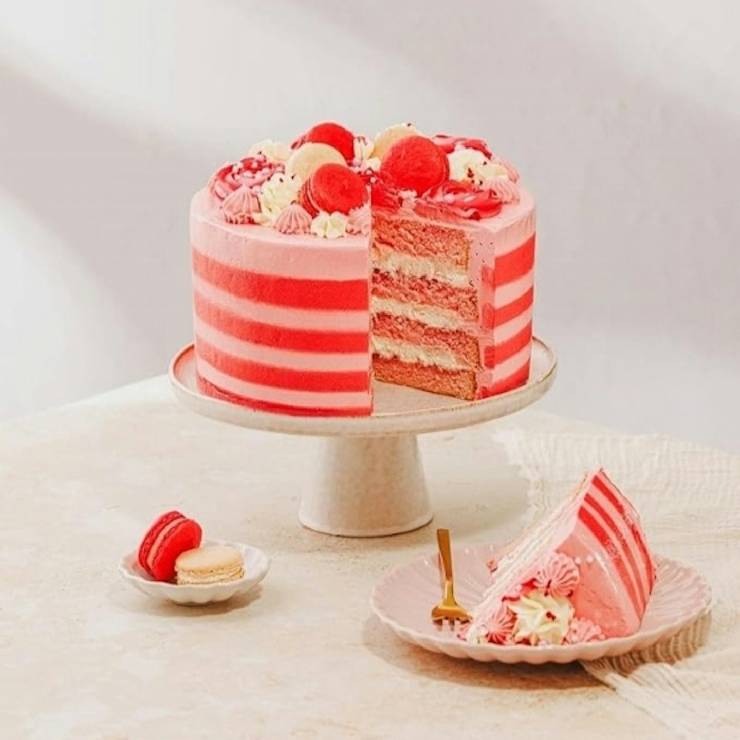 Patisserie Valerie Pink Candy Striped Gateau