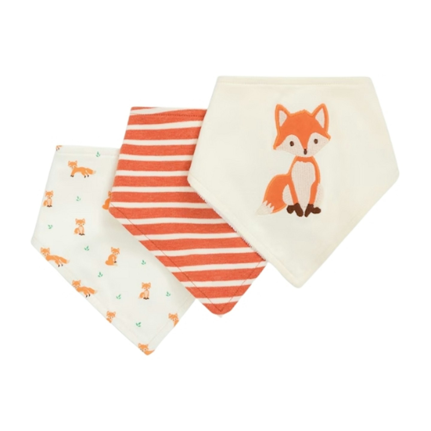Ecru 3-Pack Fox Dribble Bibs