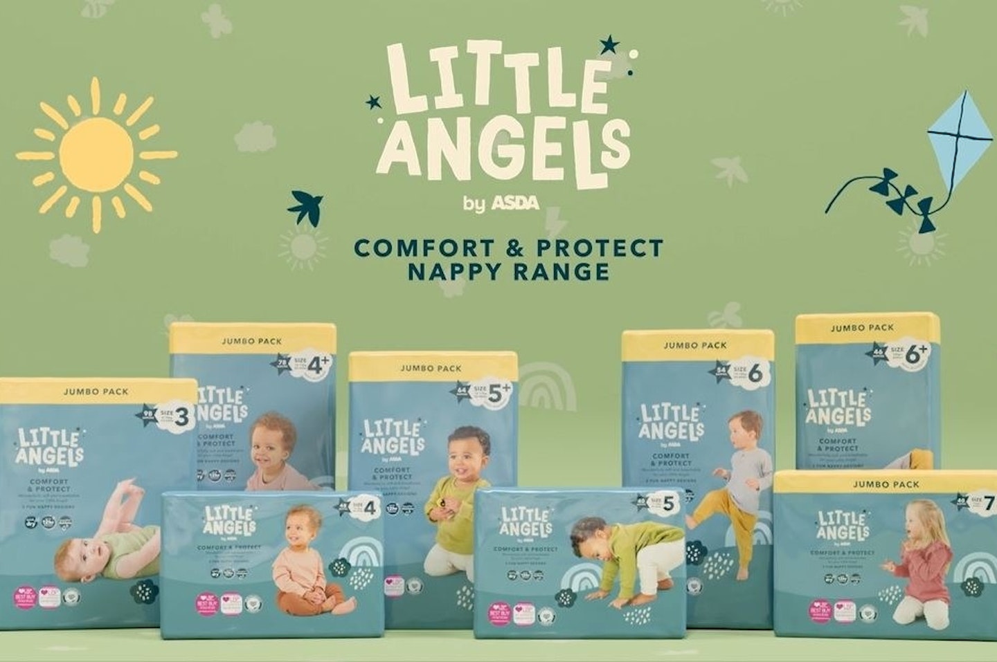 LITTLE ANGELS by ASDA Size 3 Comfort & Protect Jumbo Pack