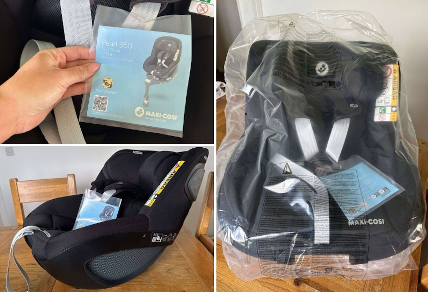the Maxi-Cosi Pearl 360 with FamilyFix 360 Base being unpacked