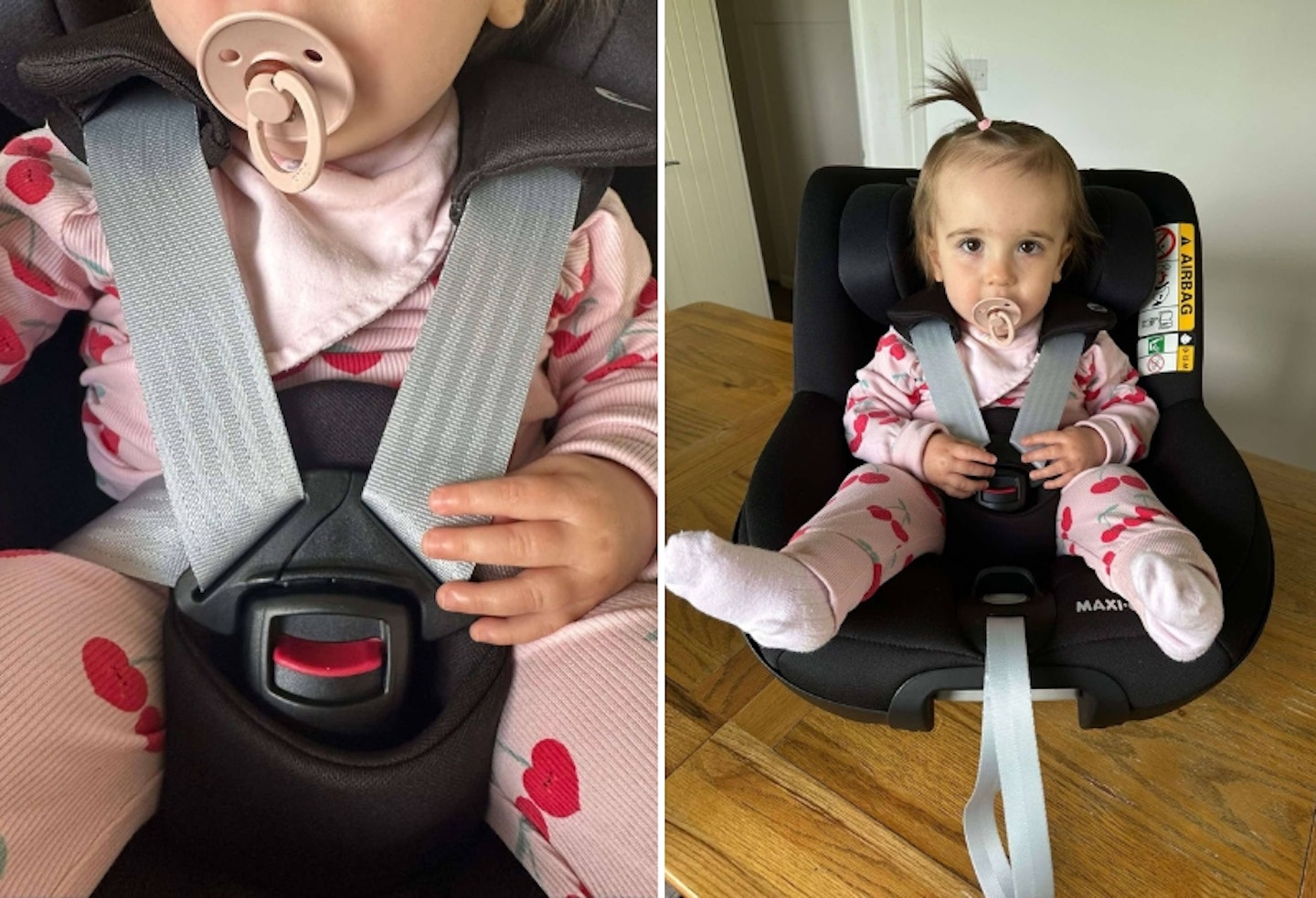 young girl in the Maxi-Cosi Pearl 360 with FamilyFix 360 Base