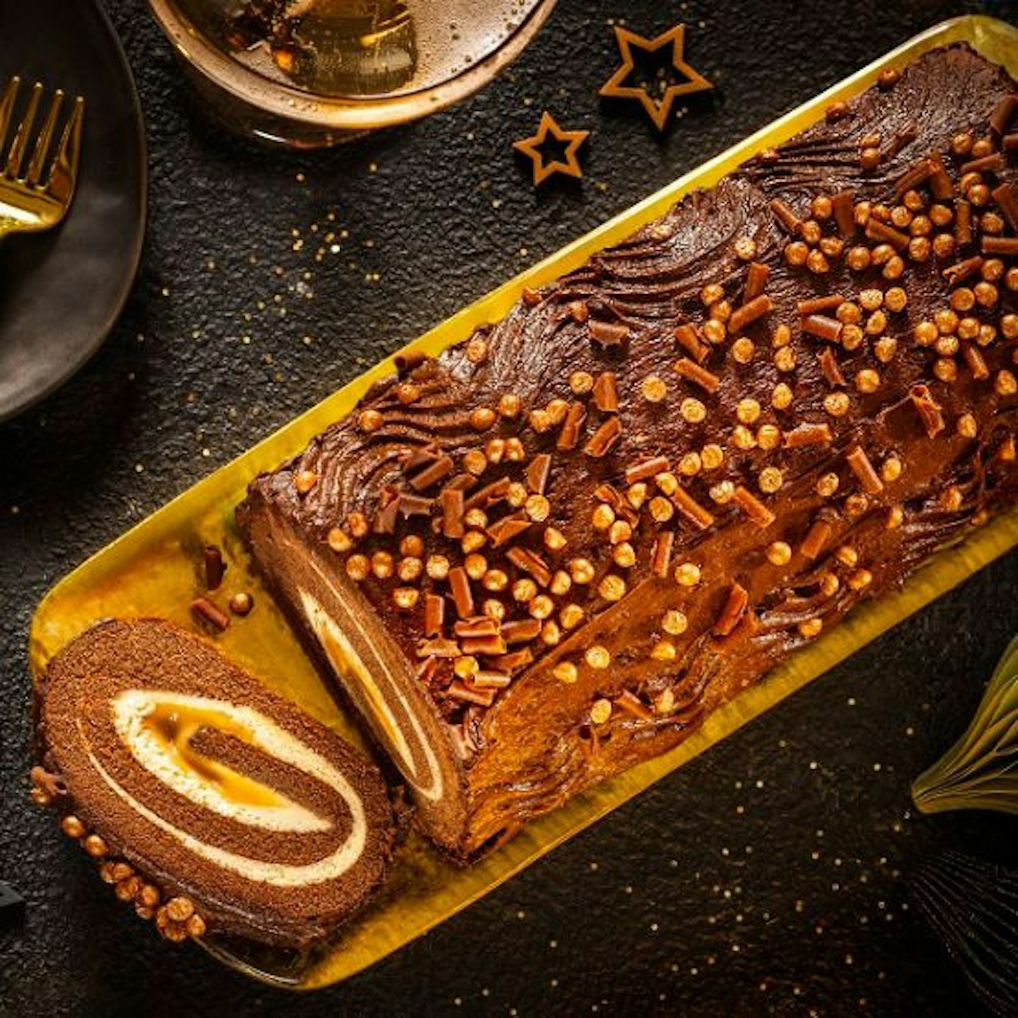 Millionaire's yule log for a family Christmas