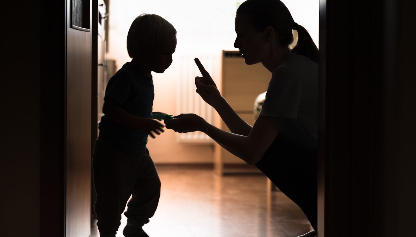 Mum disciplining her child