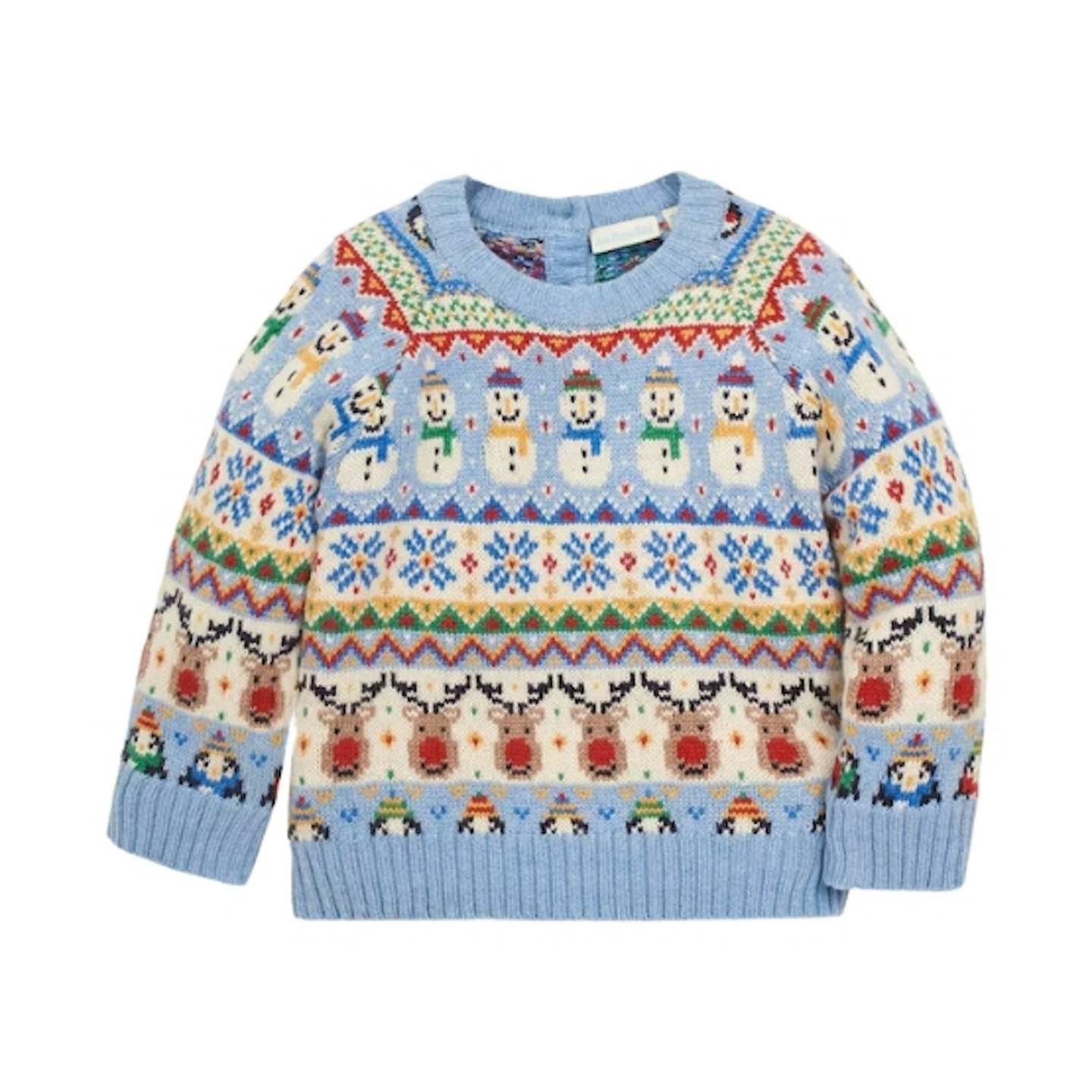 Blue Kids' Snowman Fairisle Pattern Jumper