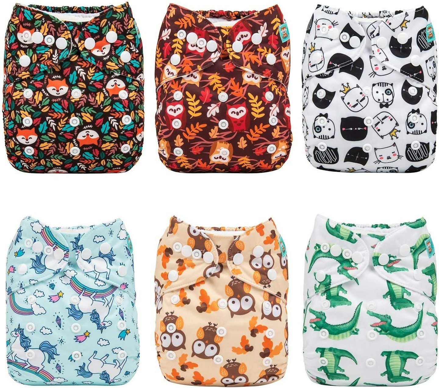 ALVABABY Pocket Cloth Nappies Reuseable Washable 6PCS