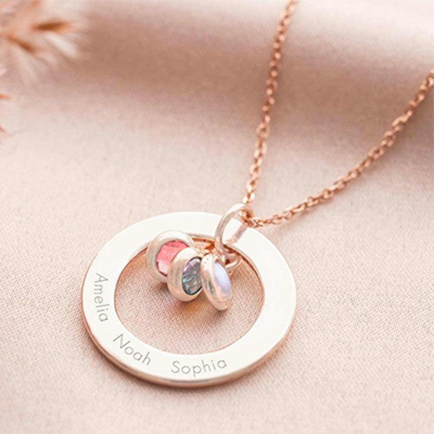 Family Eternal Ring and Birthstone Personalised Necklace