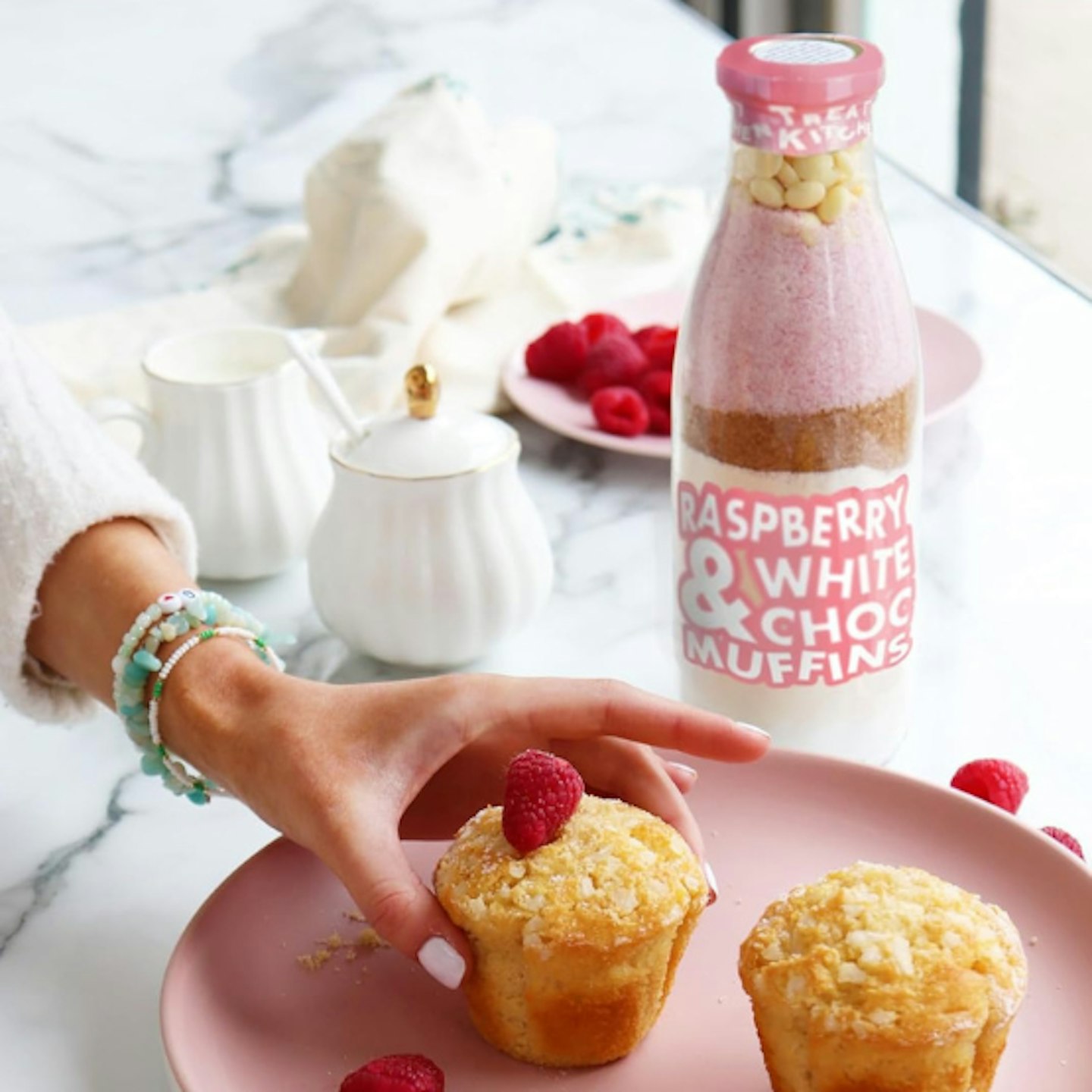 Raspberry & White Chocolate Muffins Baking Bottle