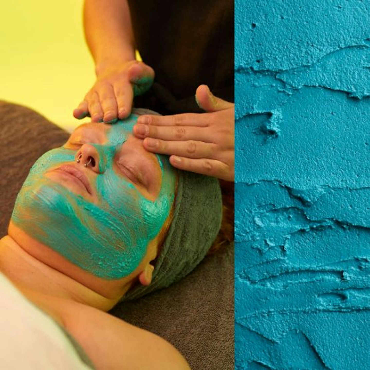 A woman having a blue facial at a Lush Spa