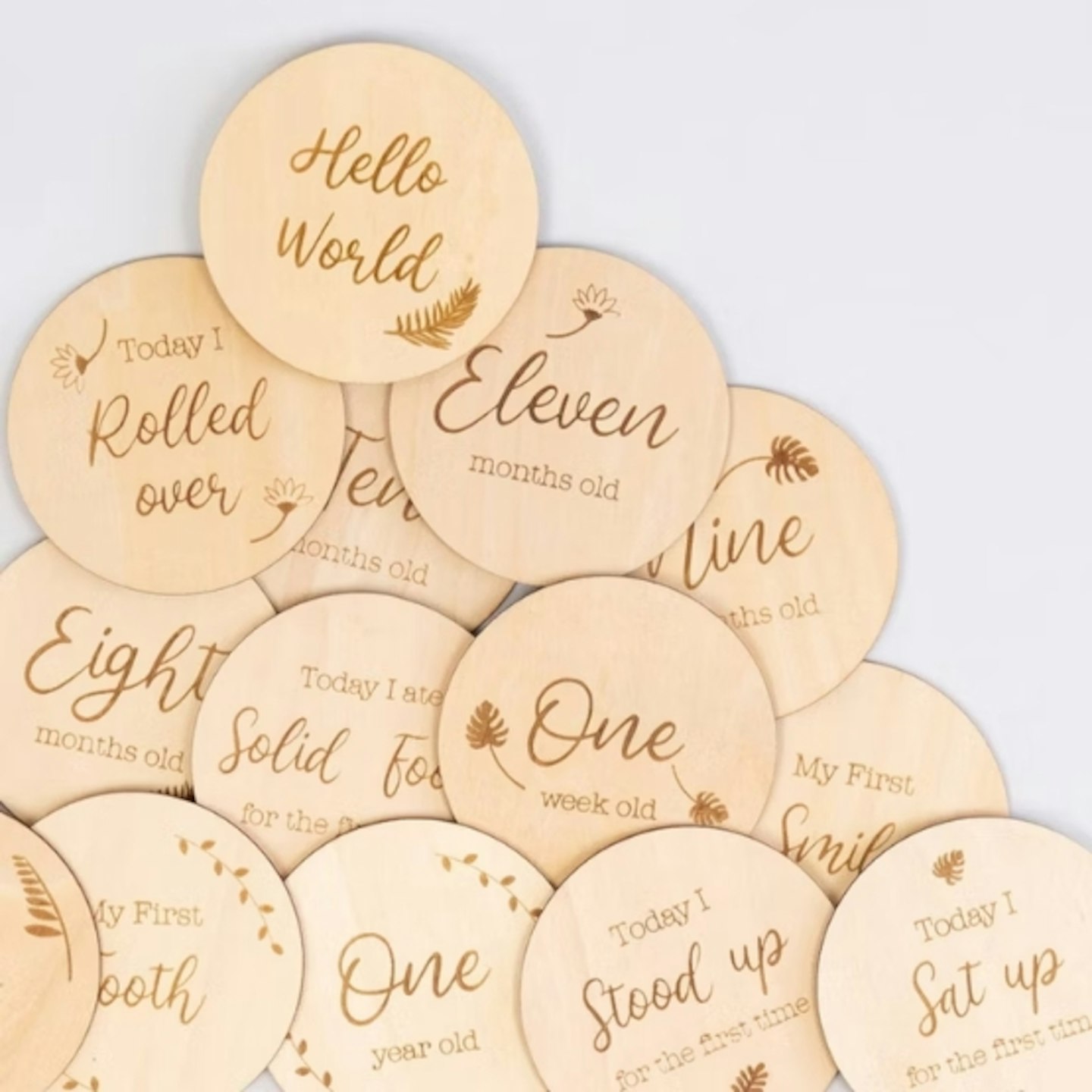 Wooden Baby Milestone Card & Disc Set