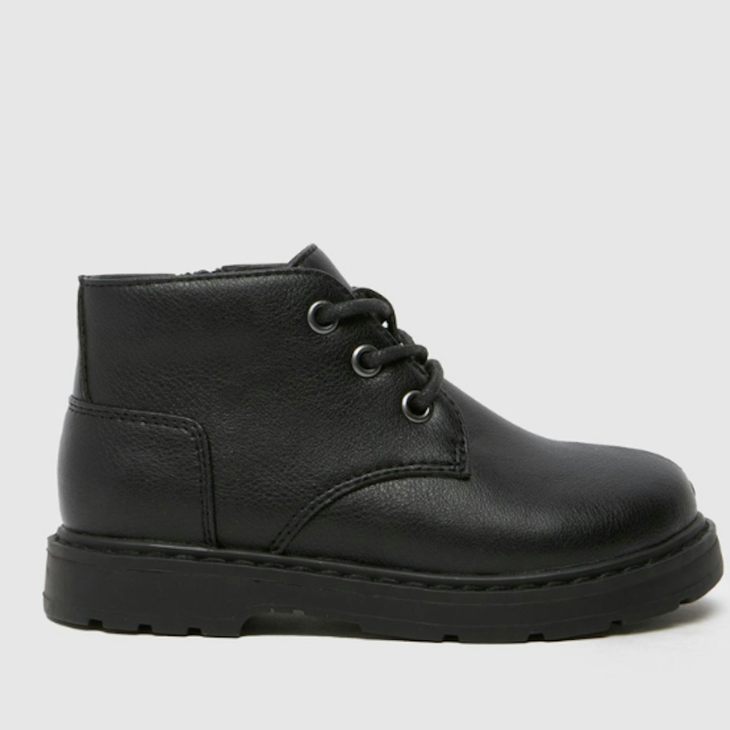 black kids boots lace up on white backfround