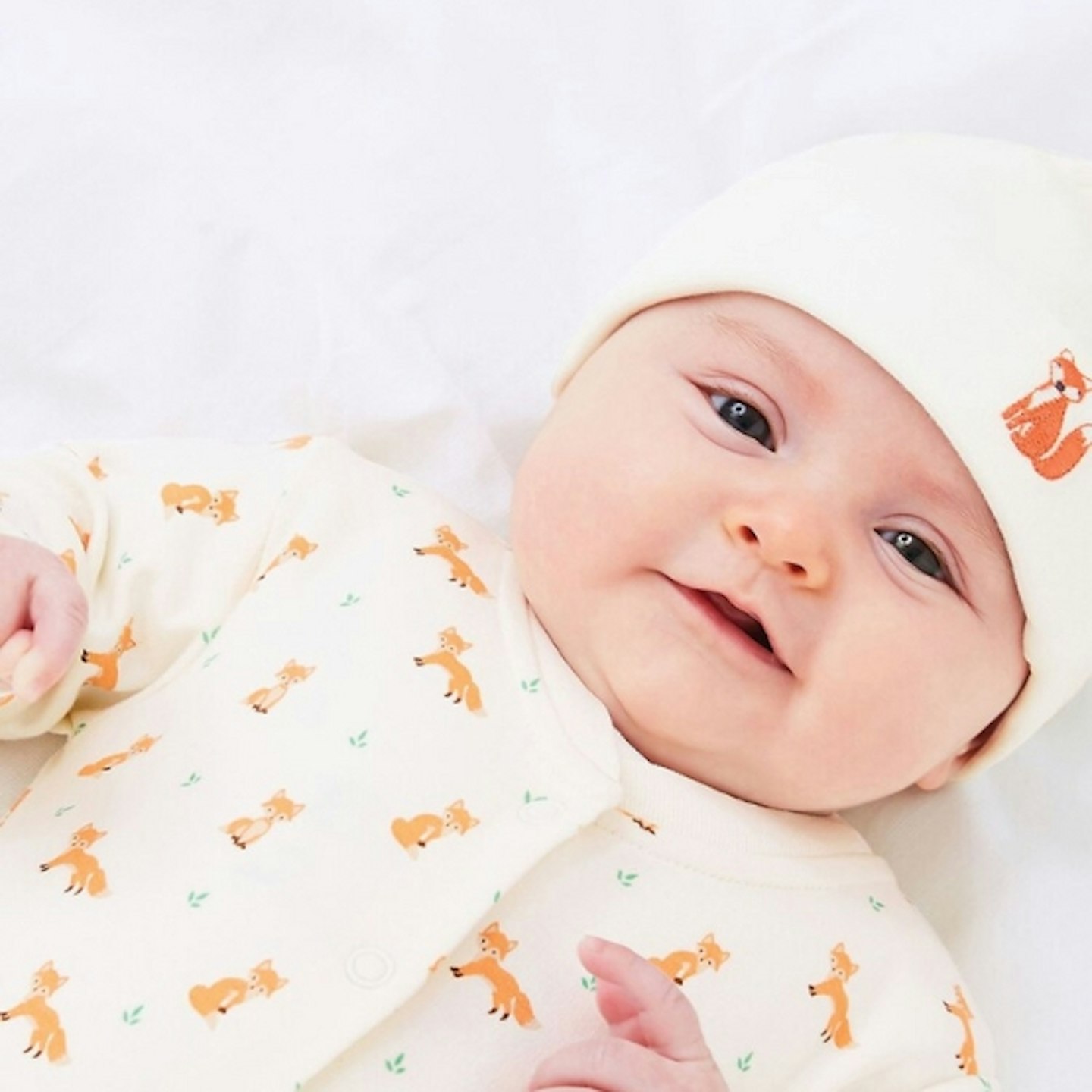 Cream Little Fox Print Sleepsuit
