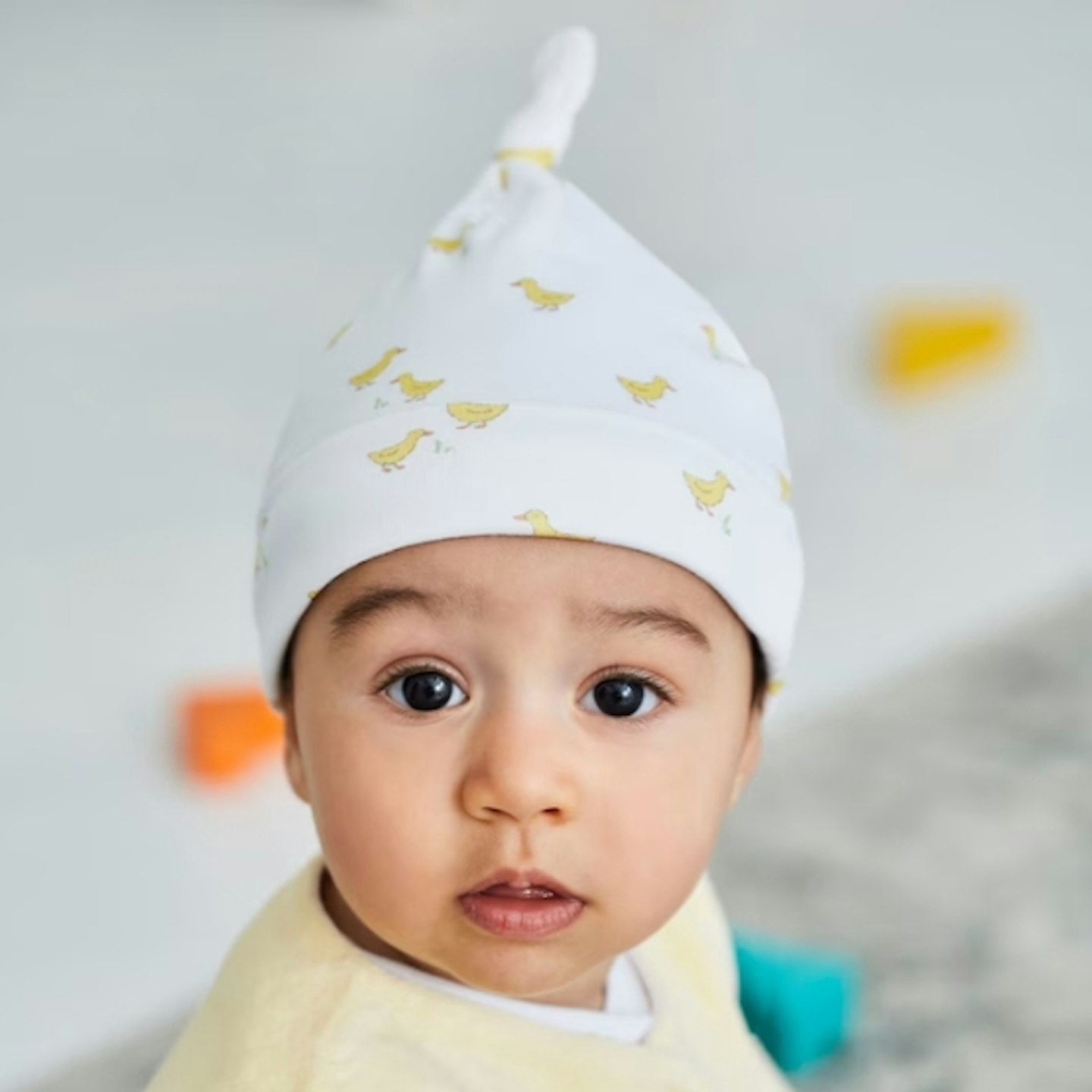 Yellow Duck Print Cotton Baby Hat
