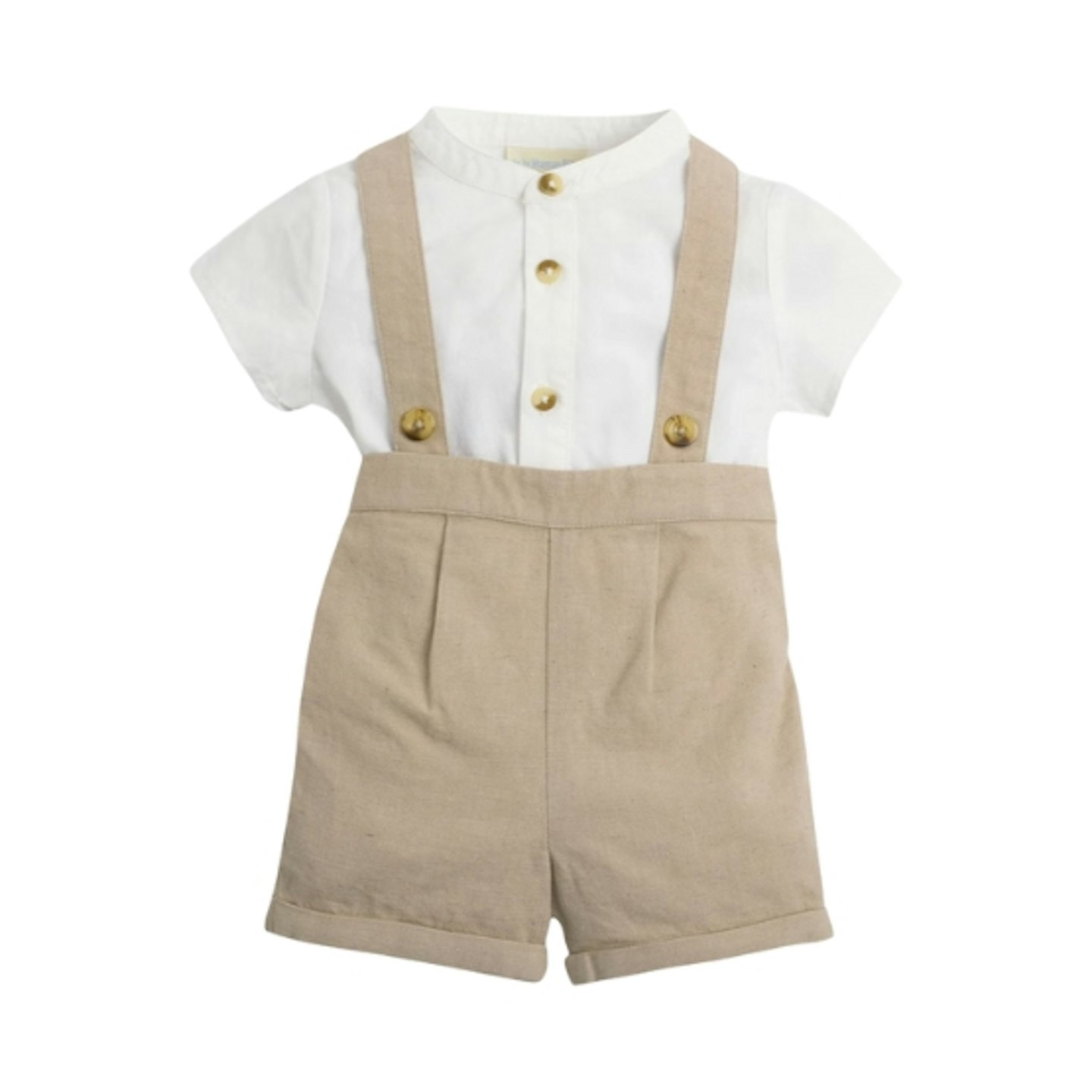 Stone 2-Piece Baby Grandad Shirt & Shorts Set